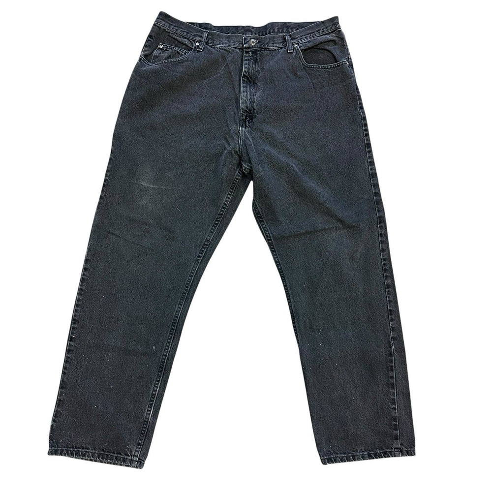 Wrangler Authentics Mens 42x32 Black Relaxed Fit Straight Leg Denim Jeans